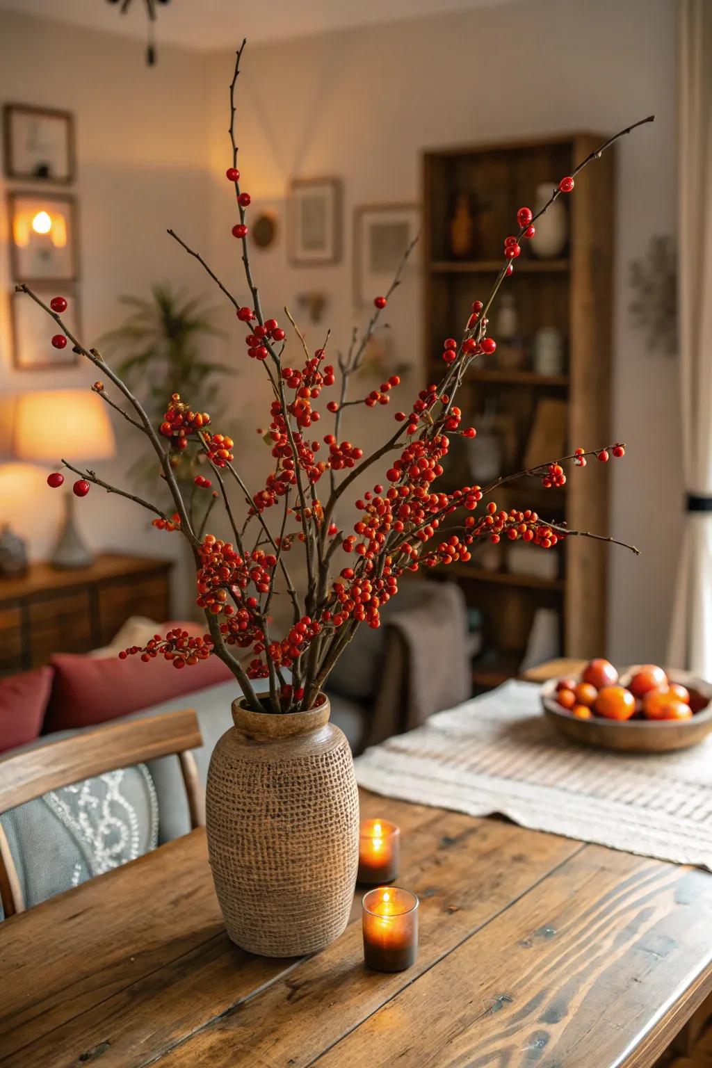 Woodland berries inject a dose of genuine allure into this Halloween bouquet.