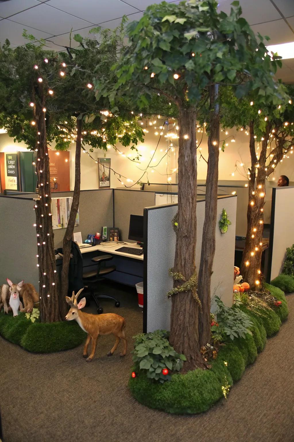 Step into a bewitched forest featuring whimsical and natural components.