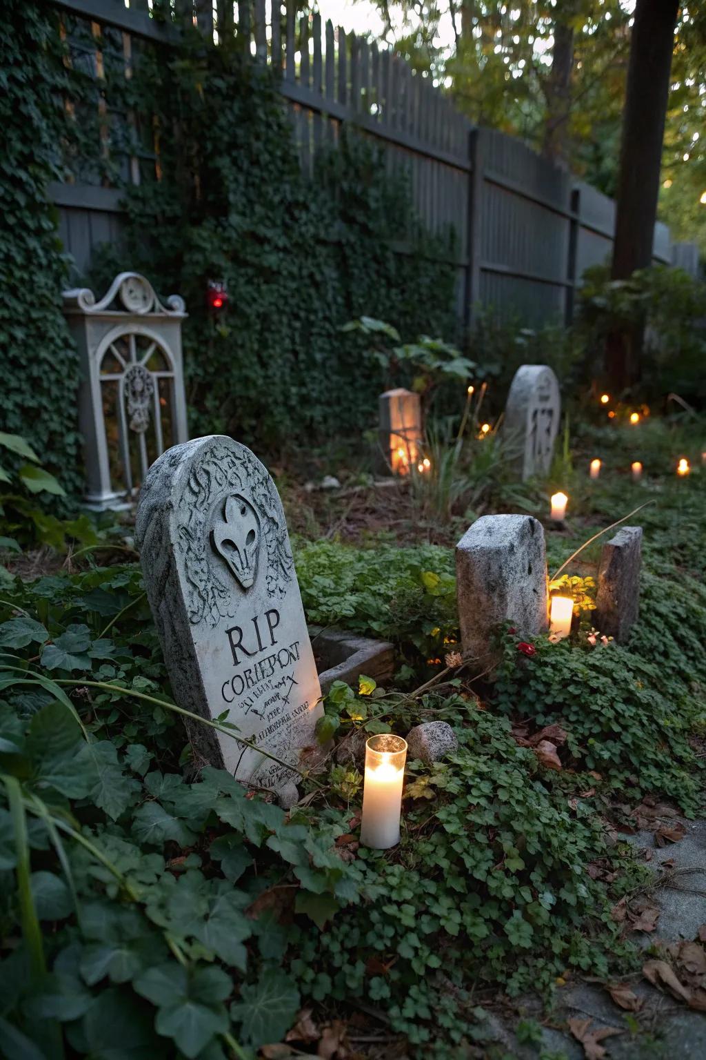 Grave markers provide your yard with an authentic graveyard aesthetic.
