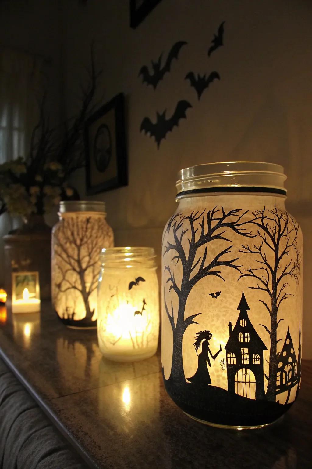 Decorative film lanterns fashion an enchanting glow for Halloween.
