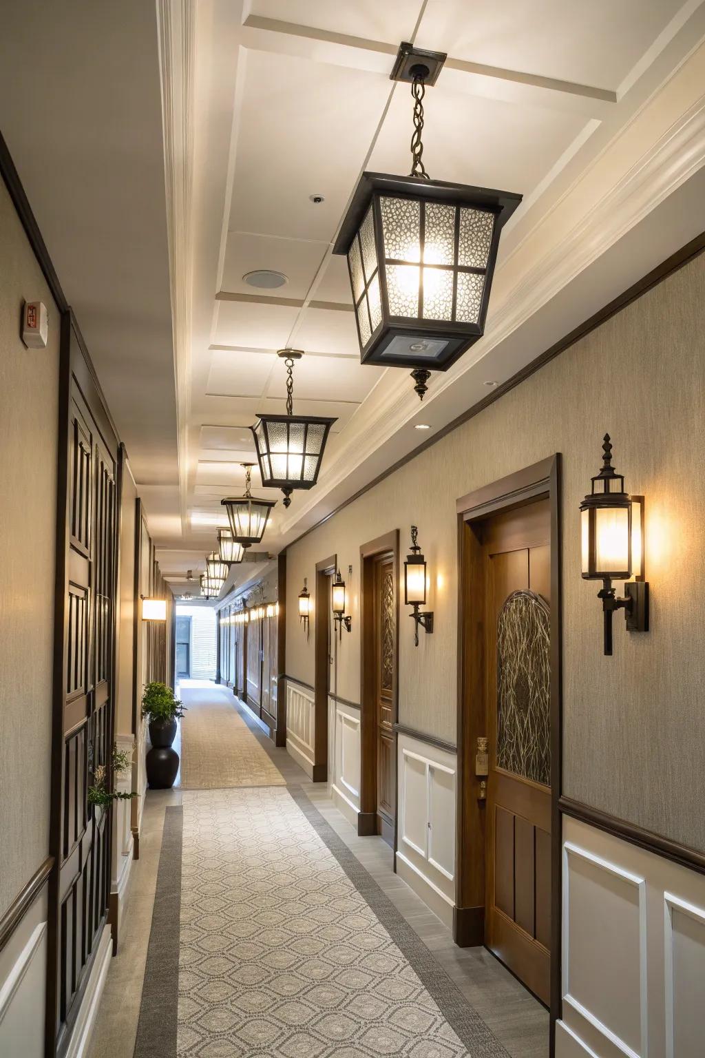 The mix of contemporary and classic lighting imbues a unique character.