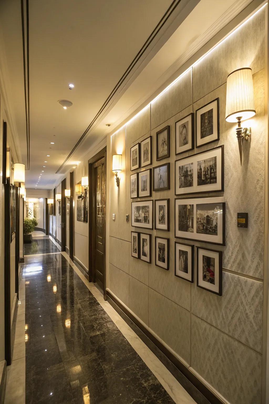 The addition of lights creates ambiance and attention to the wall.