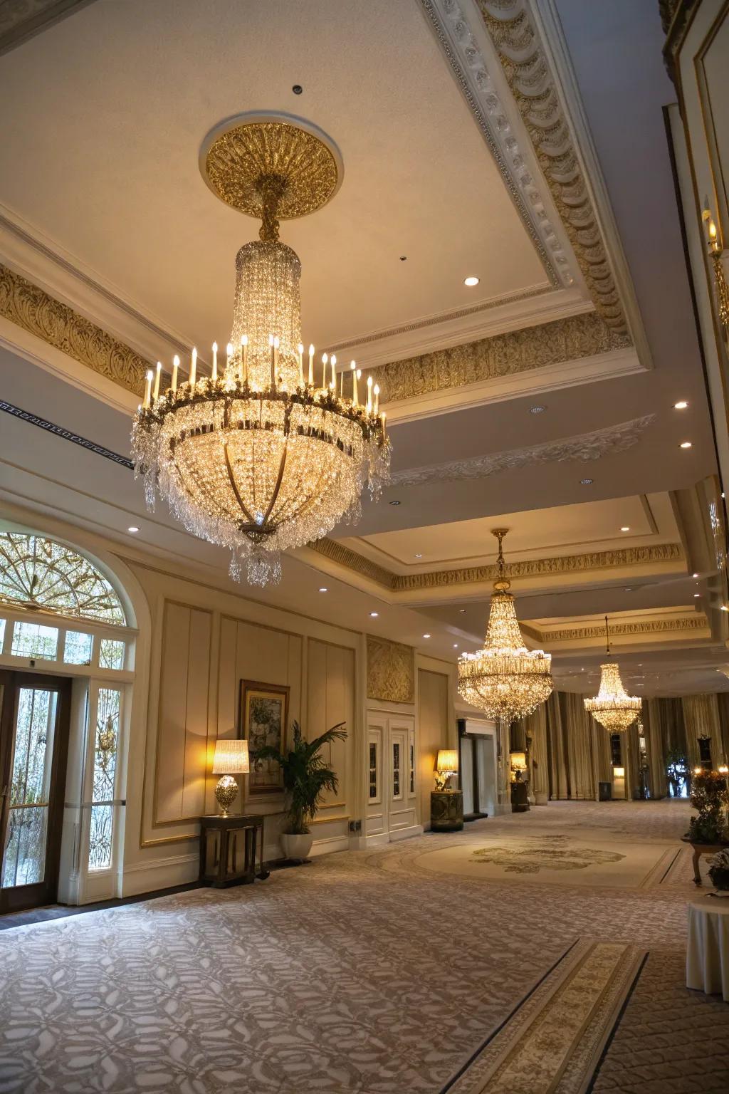 Chandeliers create a striking and exquisite announcement.