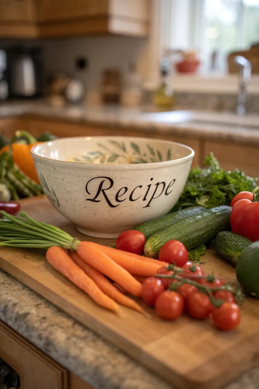 Ceramic bowls showcasing family recipes transform cooking into a treasured tradition.