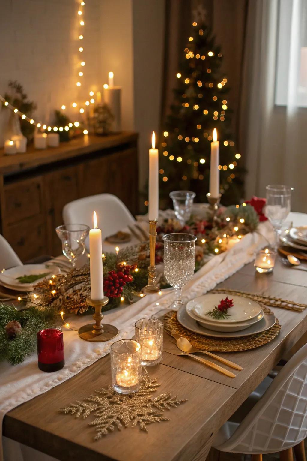 Tiny lights add a magical dimension to your holiday table.
