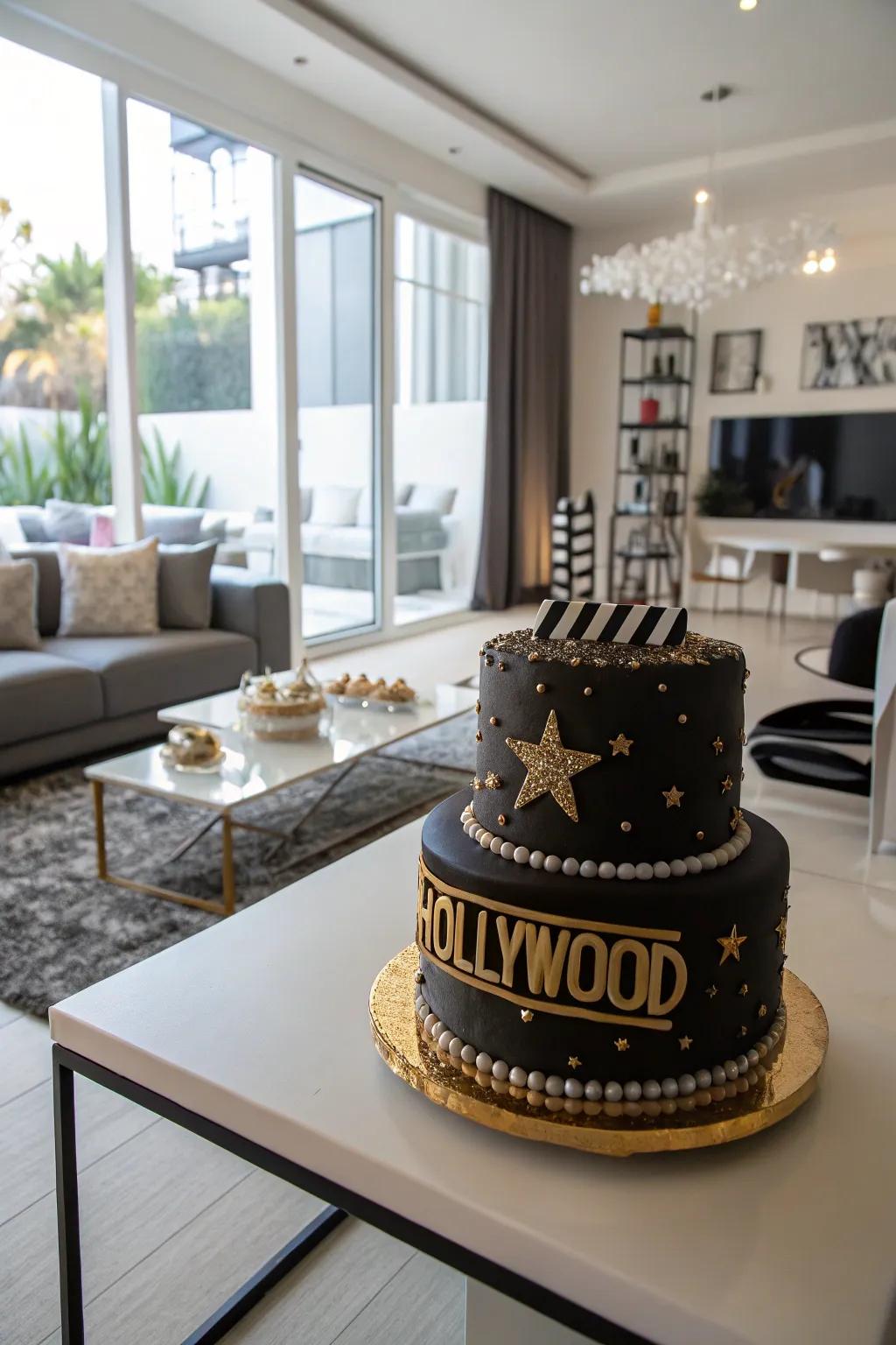 Classic ebony and gold tones imbue this cake with a sense of grandeur.