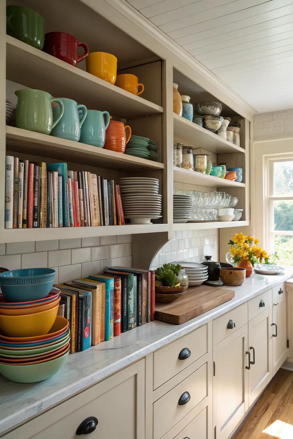 Open shelves that combine style with practicality.