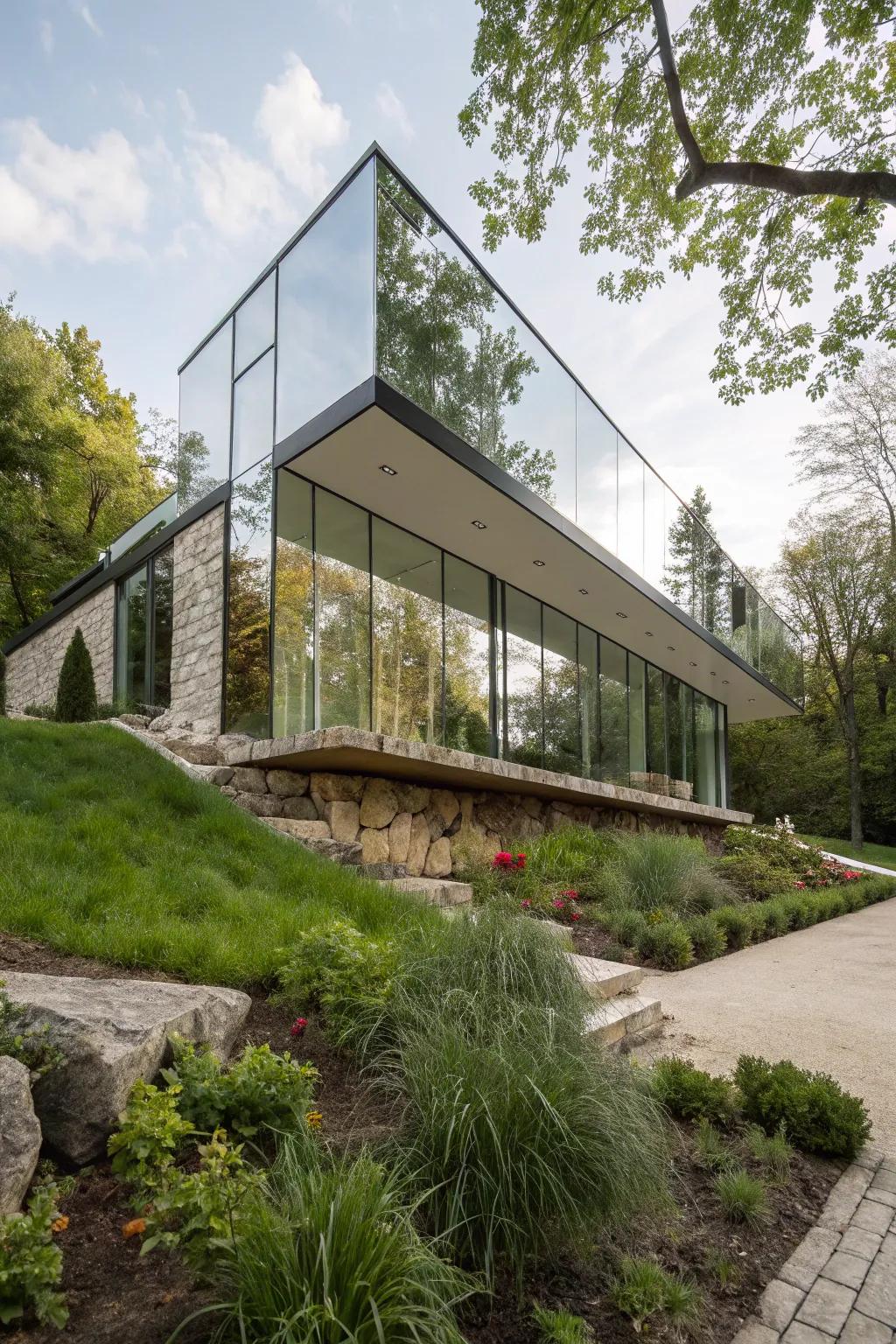 Reflecting boards create a reflective, space-enhancing effect.