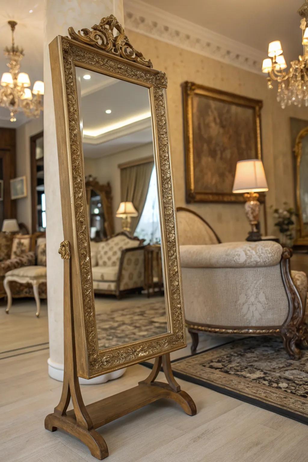 Vintage mirrors introduce lasting refinement to contemporary spaces.