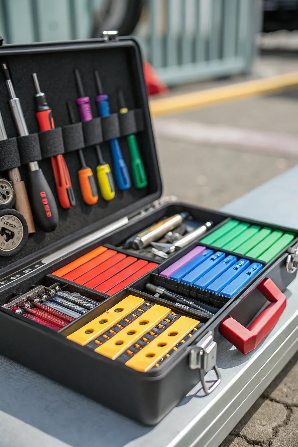 Your toolbox benefits from the organizational splash of color-coding.