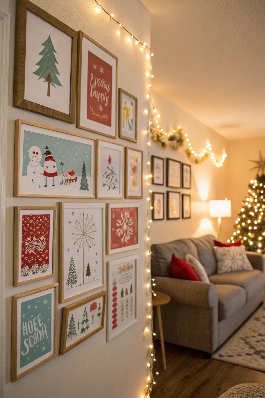Instantly festive walls featuring holiday-themed art.
