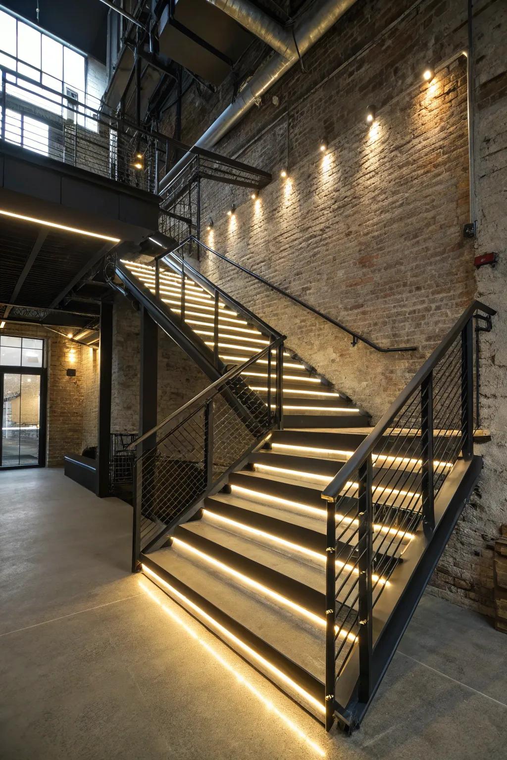 Striking staircase enhanced with LED ribbon lighting