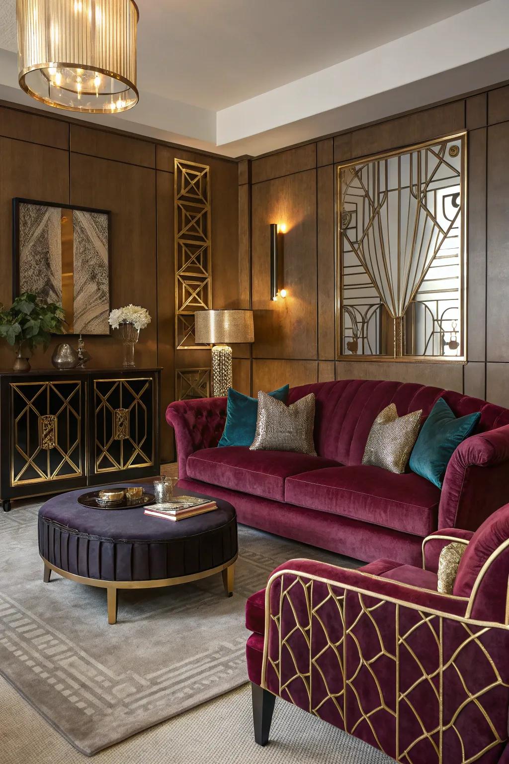 Velvet upholstery brings in a touch of grandeur and comfort.