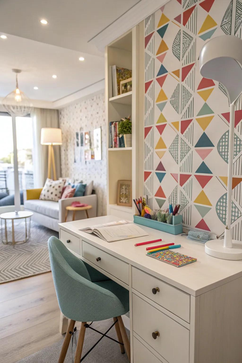 Wallpaper can be a transformative element in delineating a study area.