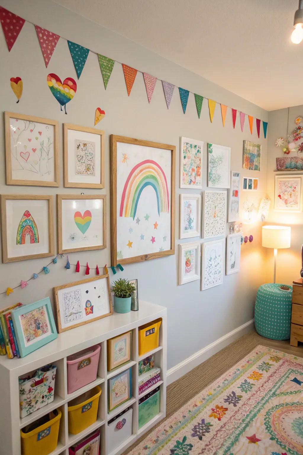 A display wall that commemorates your child's artistic expressions.