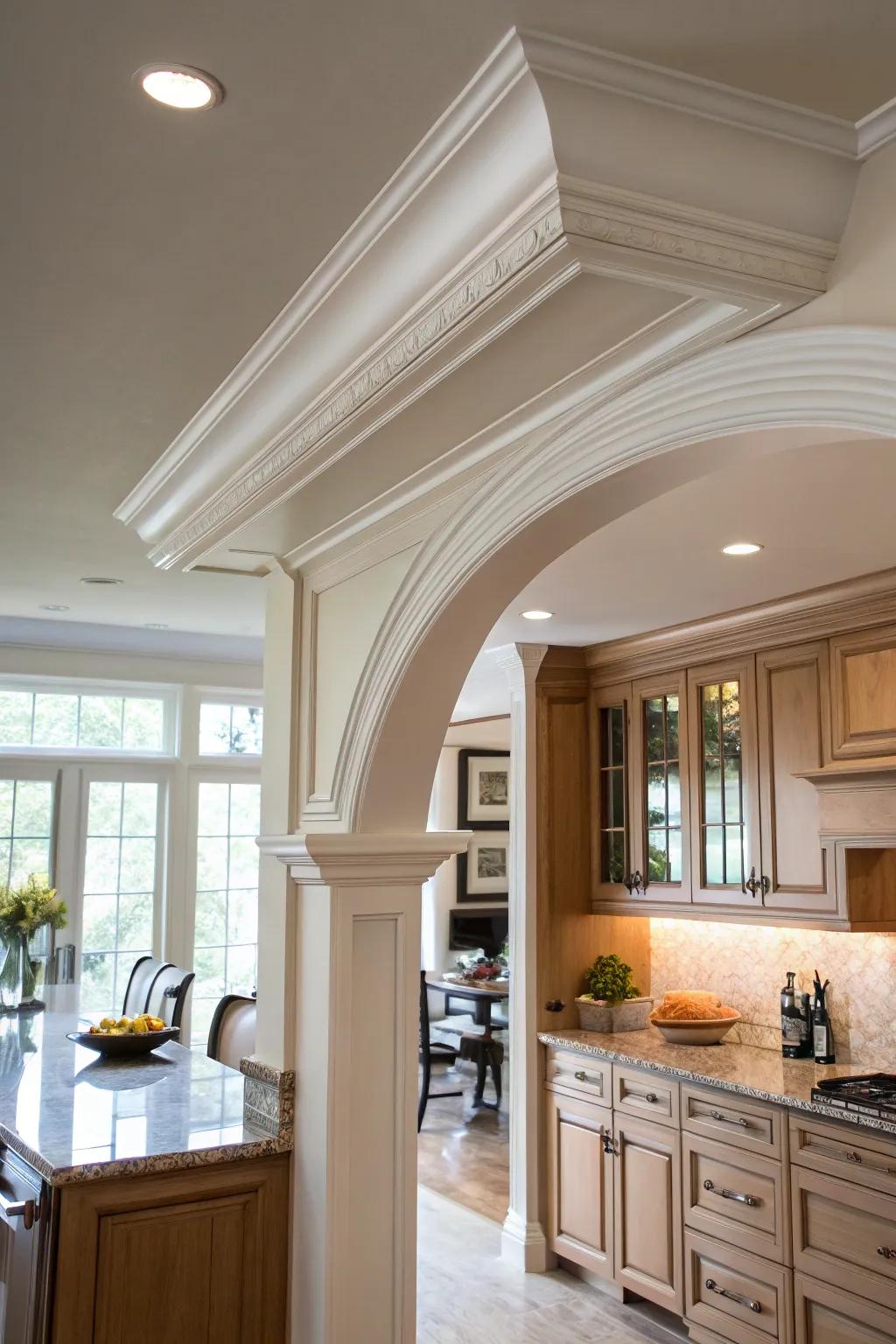 Recessed molding contributes a smooth, flowing impact.