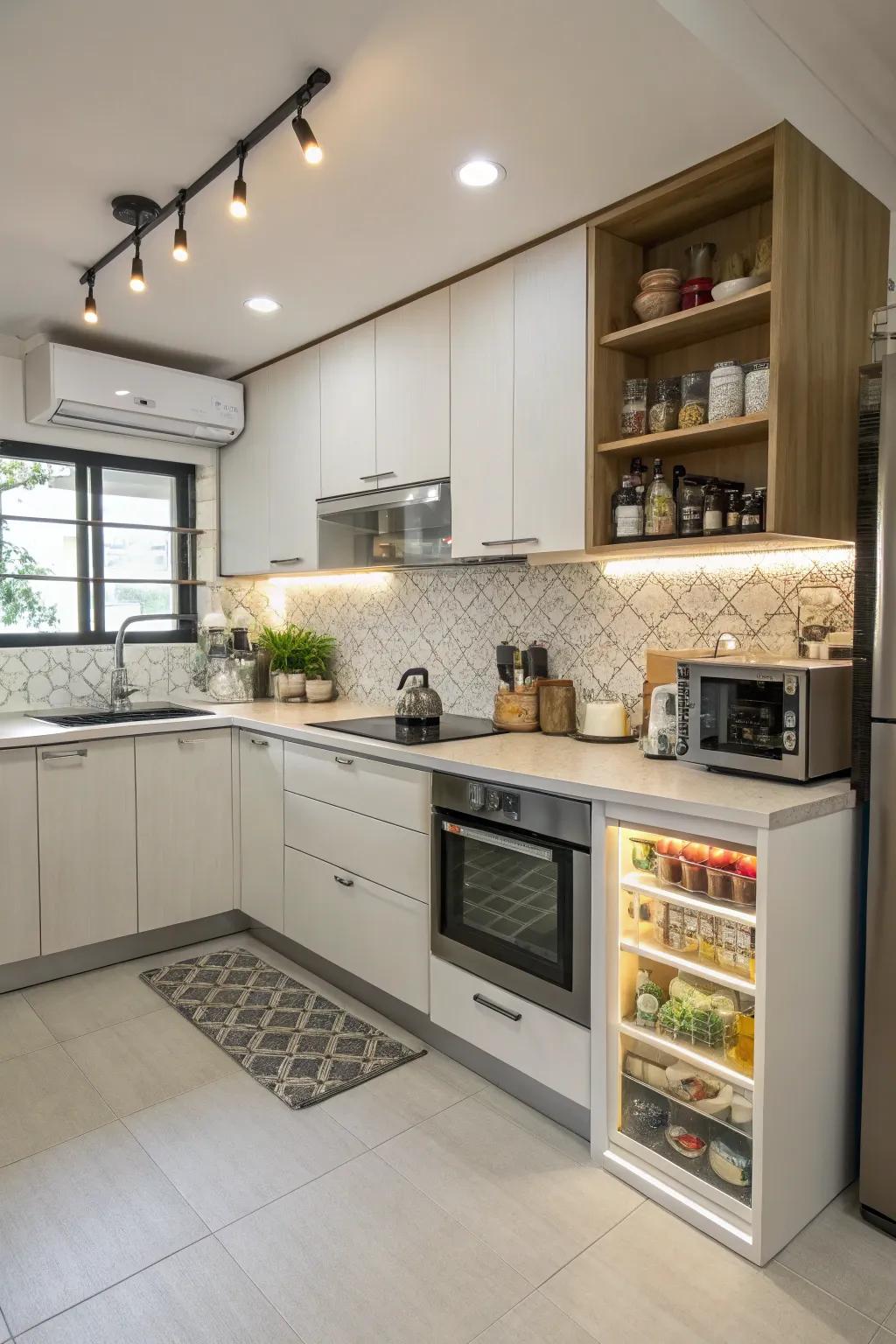 A corner peninsula that efficiently utilizes space.