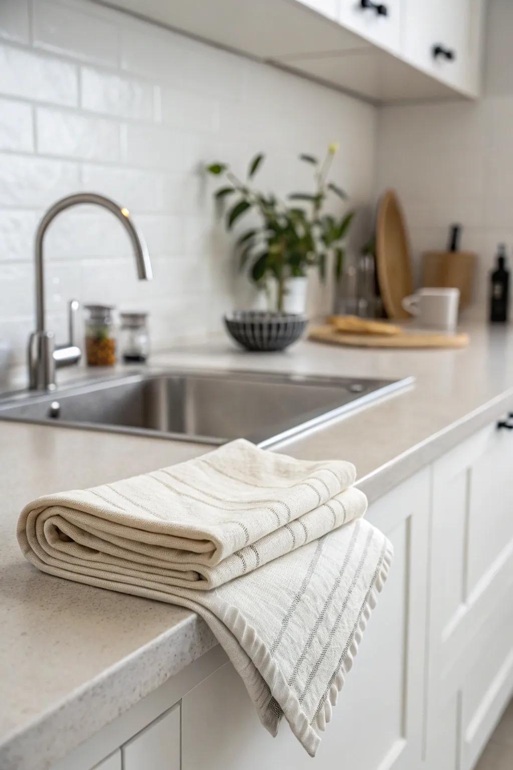 Embrace simplicity with a flat cloth arrangement.