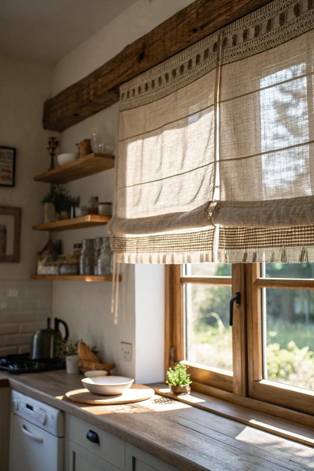 Add depth with textured fabric valances.