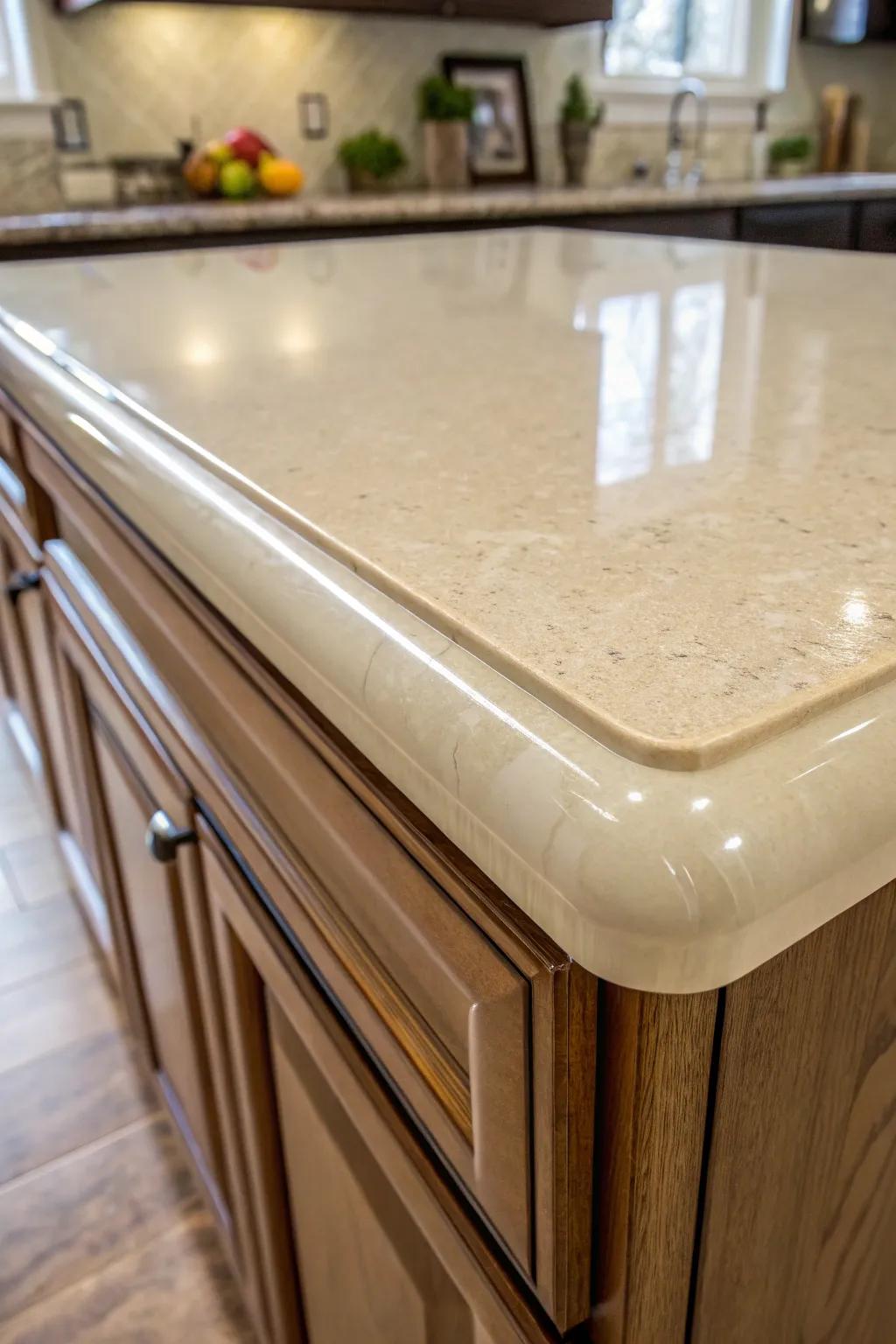 Shape designs in composite worktops add distinctive character.