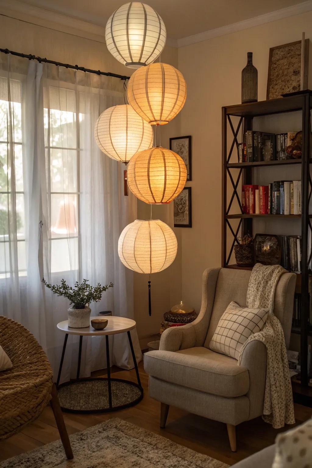 Layered luminaries add dimensionality and warmth to any nook.