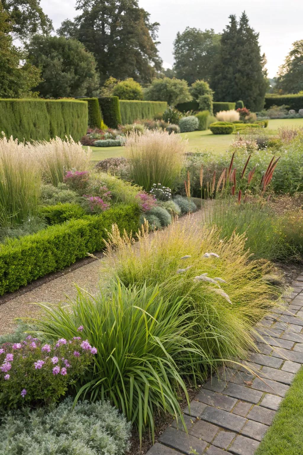 Lawn with grass varieties that are ideally adapted to the local climate.