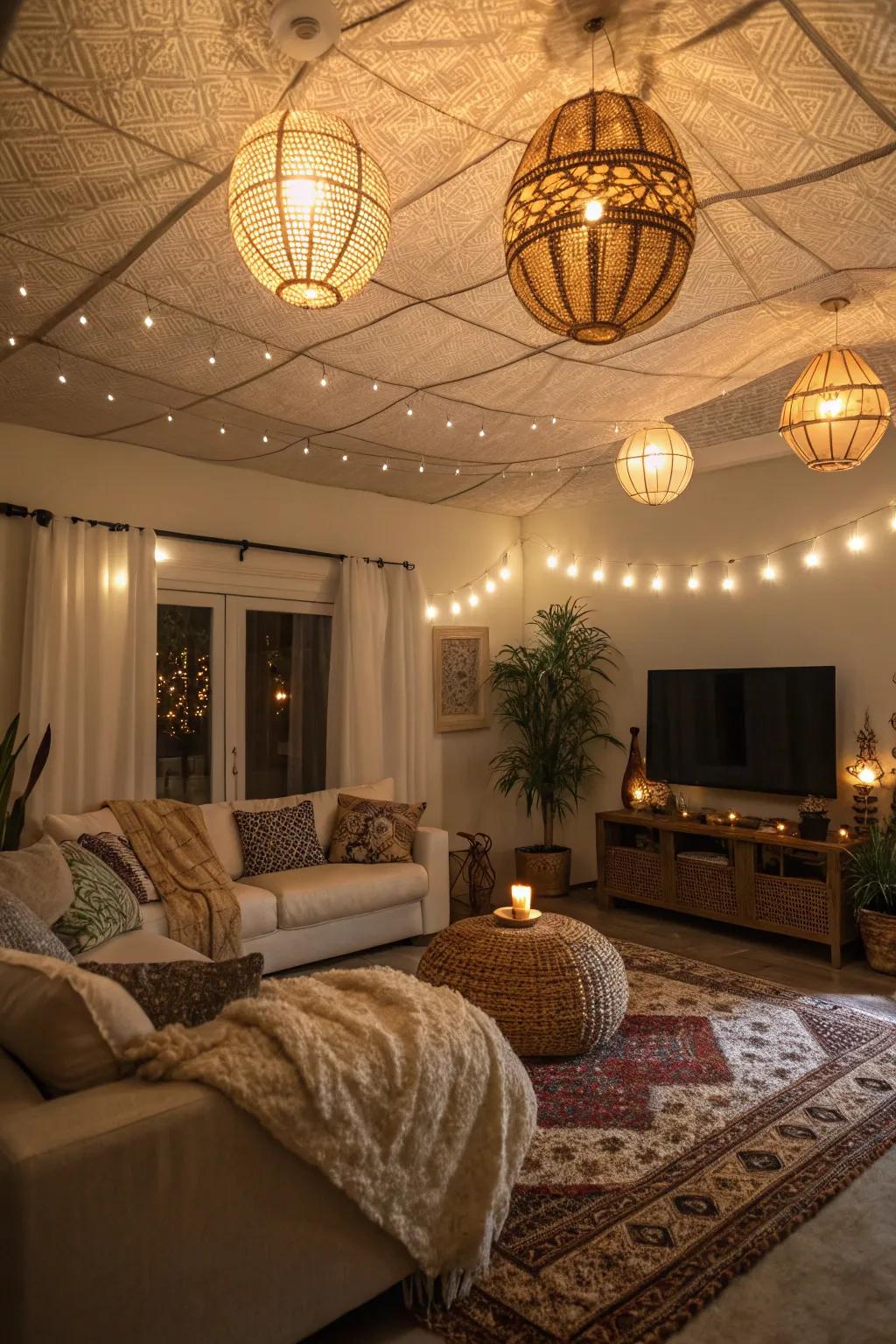 Warm, adjustable lights transform your family room into a snug retreat.