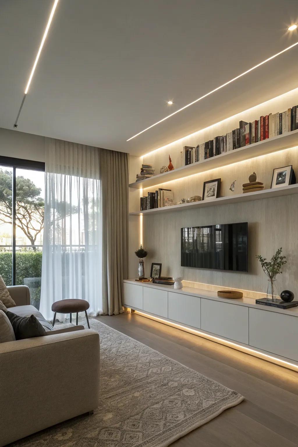 Light ribbons offer a sleek and modern lighting solution.