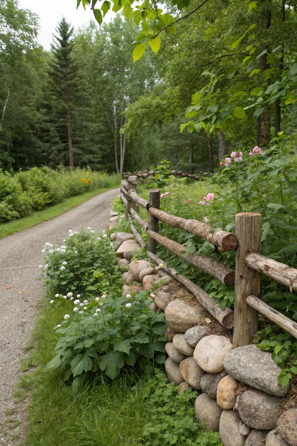 Timber and stone mix for an earth-inspired and sophisticated fence.