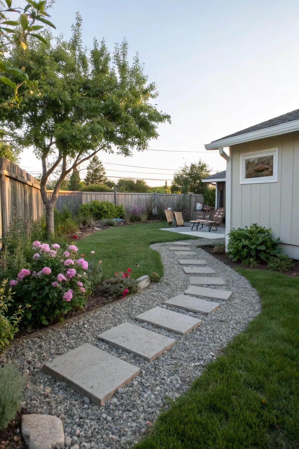 Charming walking paths that refine backyard functionality and style.