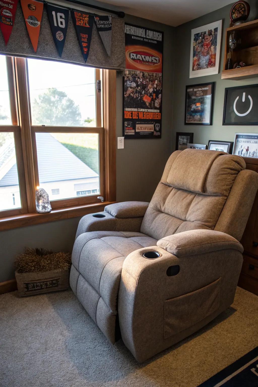 A plush recliner offers unmatched comfort and relaxation.