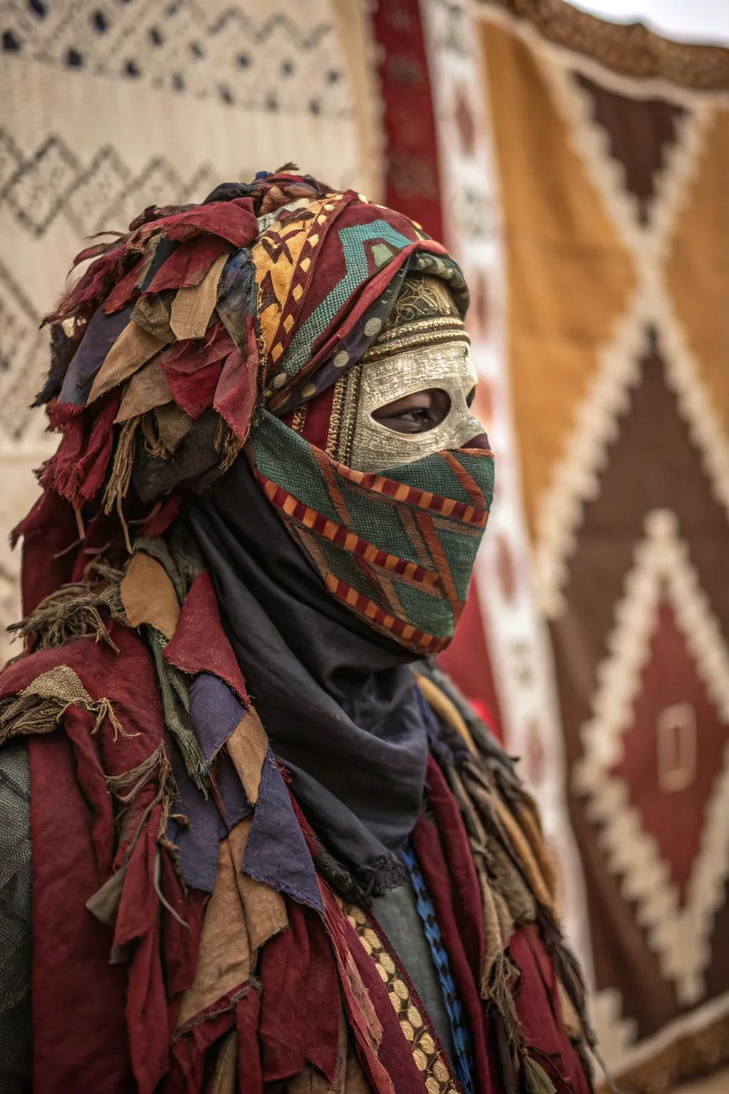 Fabrics with texture bring richness to mask artwork.
