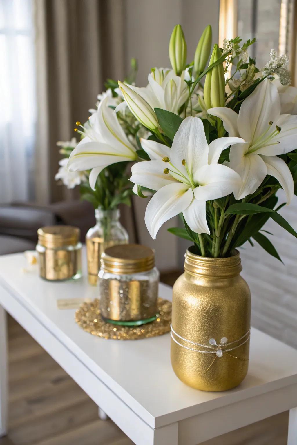 Enhance your decorating through polished mason jars.