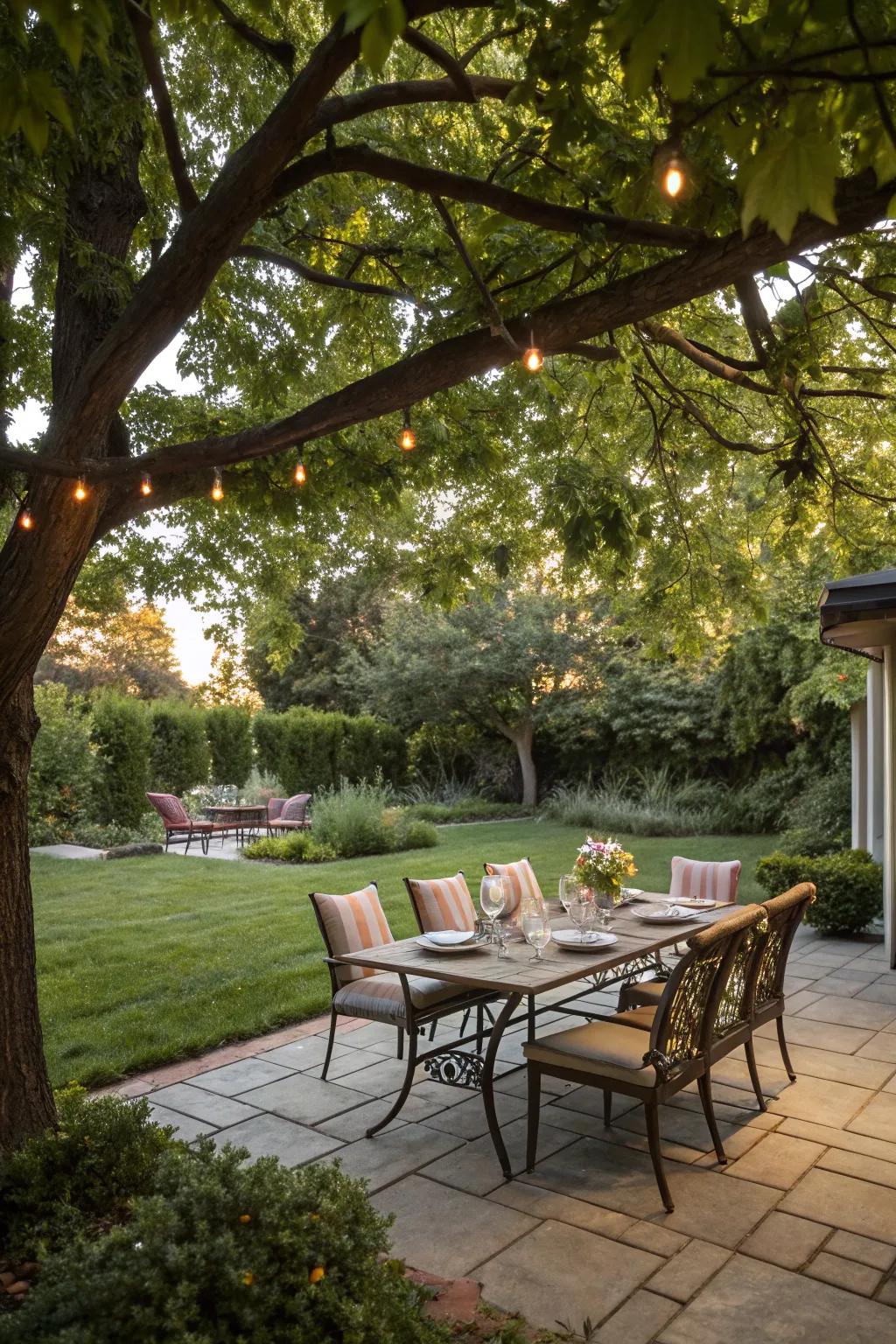 Outdoor dining spaces are ideal for savoring meals in the fresh air.
