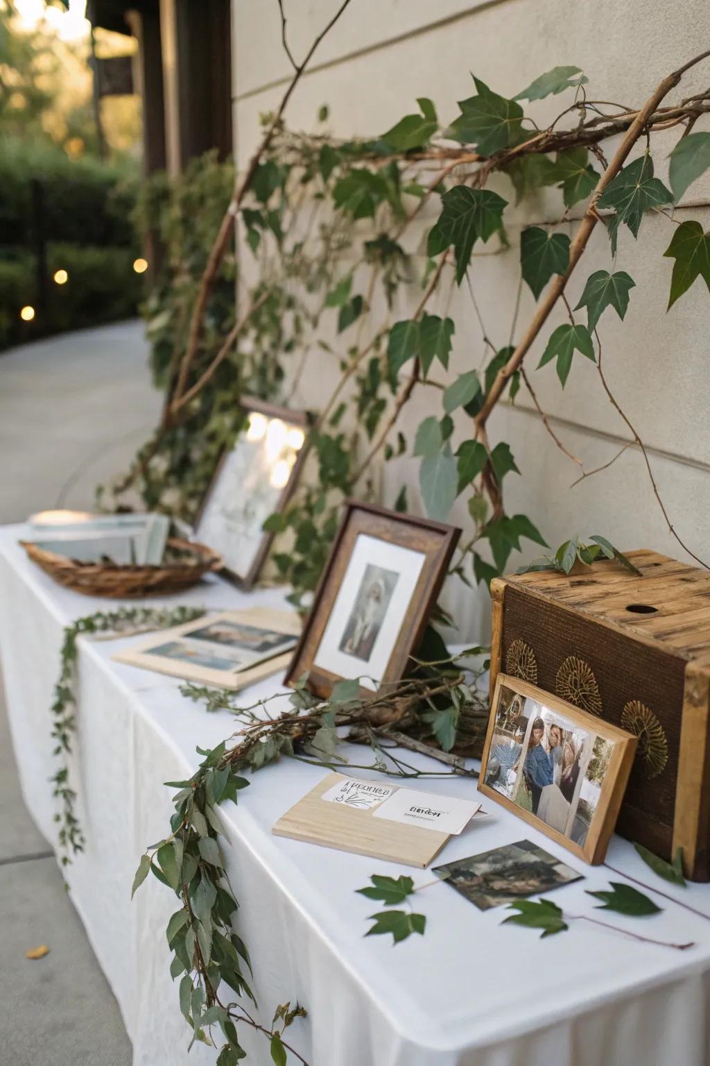 Organic items like limbs and foliage bring a peaceful vibe to the display.