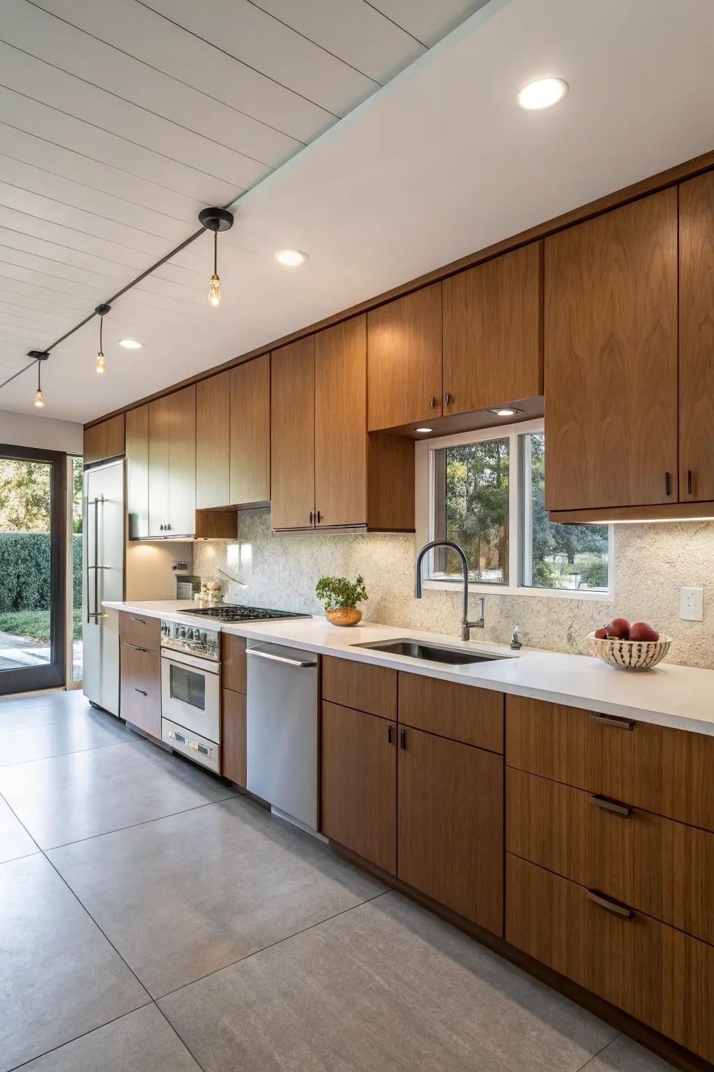 Simple smooth-front cabinets give this kitchen a sleek look.