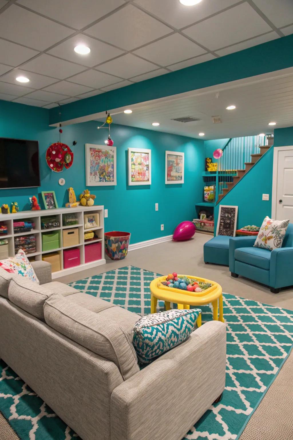 Lively cyan delivers a vibrant and energetic feel to your space.