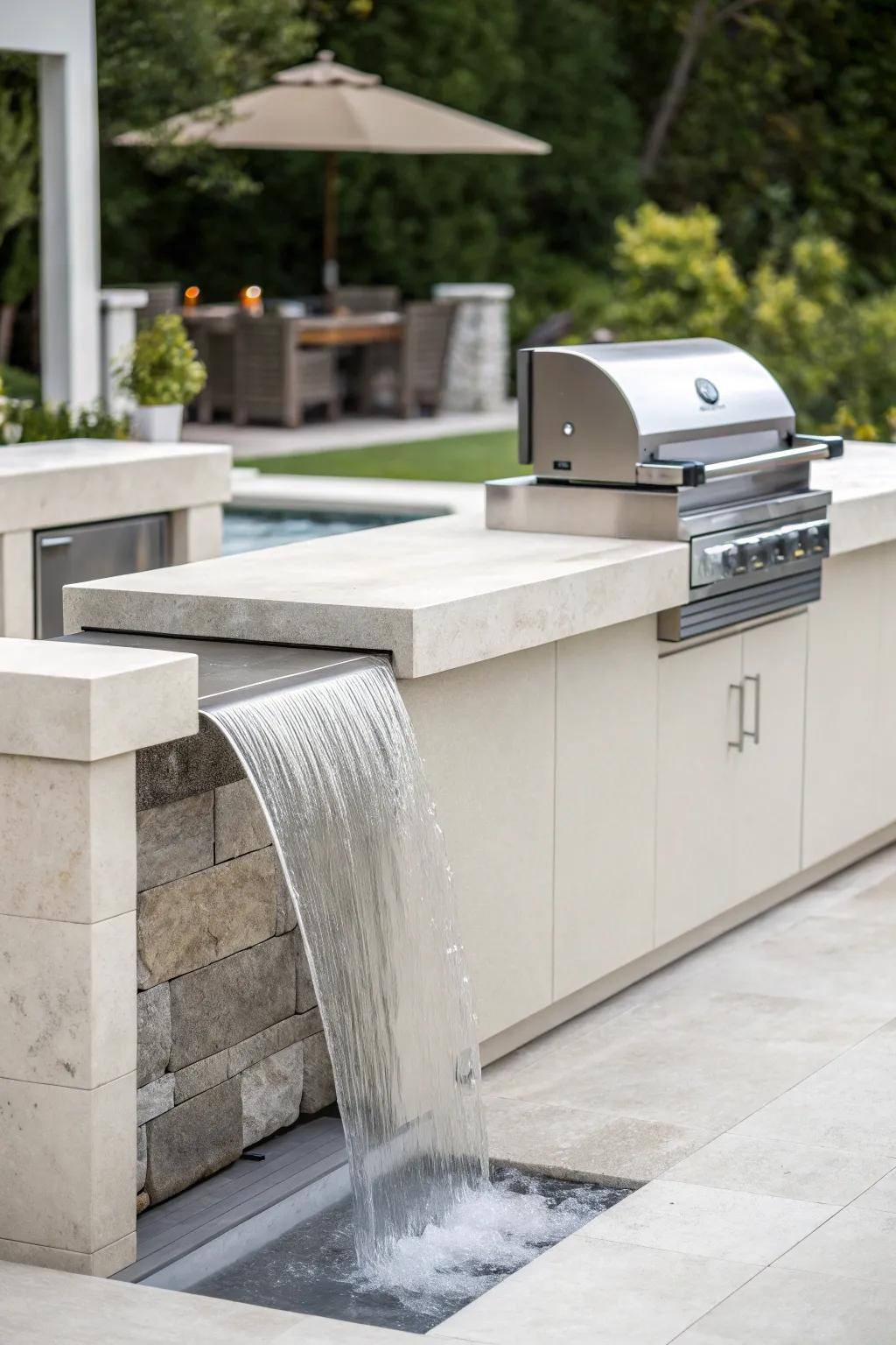 Waterfall countertops for elegant design.