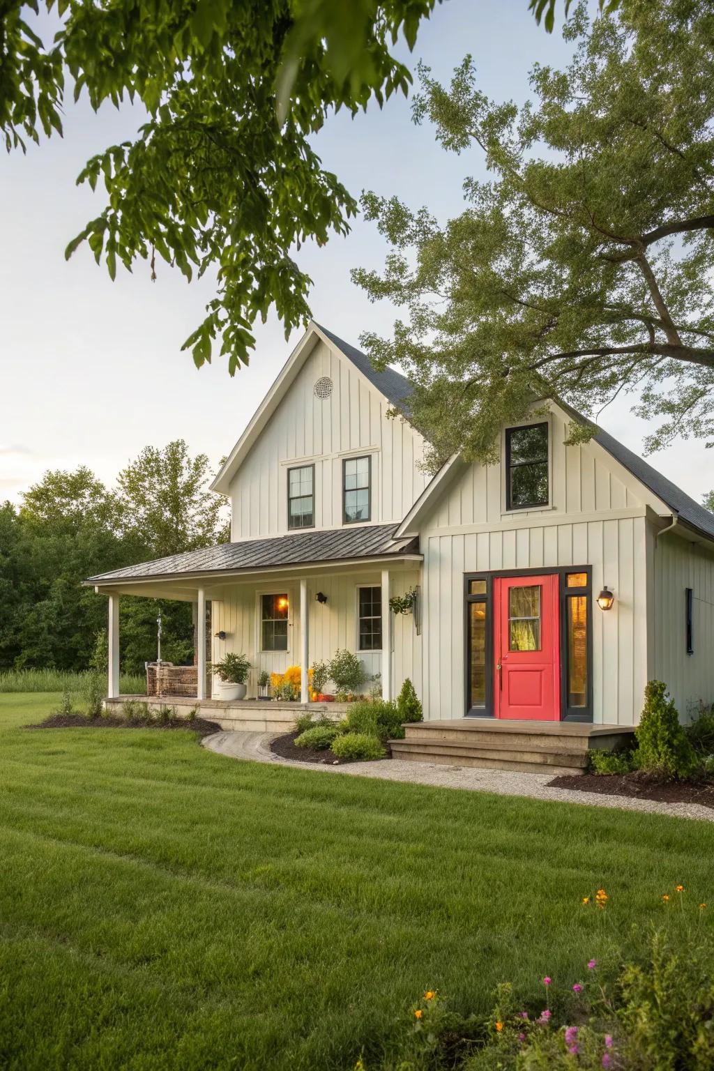 A colorful reception: The front door as a statement piece that draws the eye.