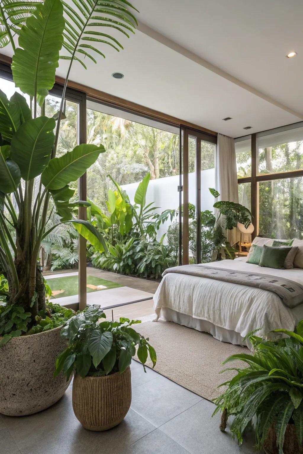 Greenery brings a touch of nature and tranquility to the space.