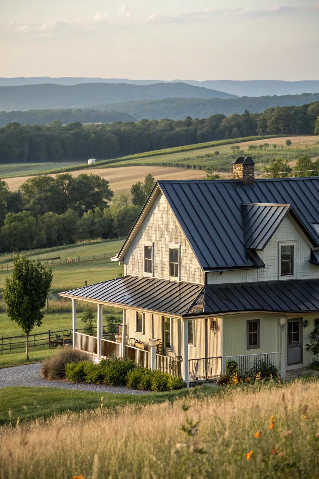 Elegant contrast: A farmhouse featuring a sharp contrast layout.