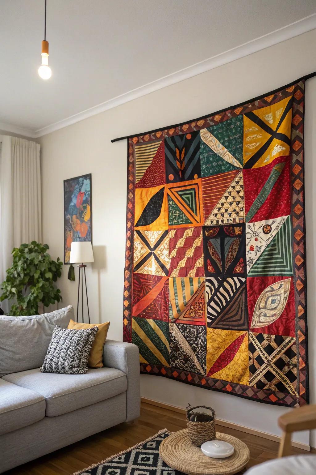 Conceptual quilts transform settings into showcases with their artistic elegance.