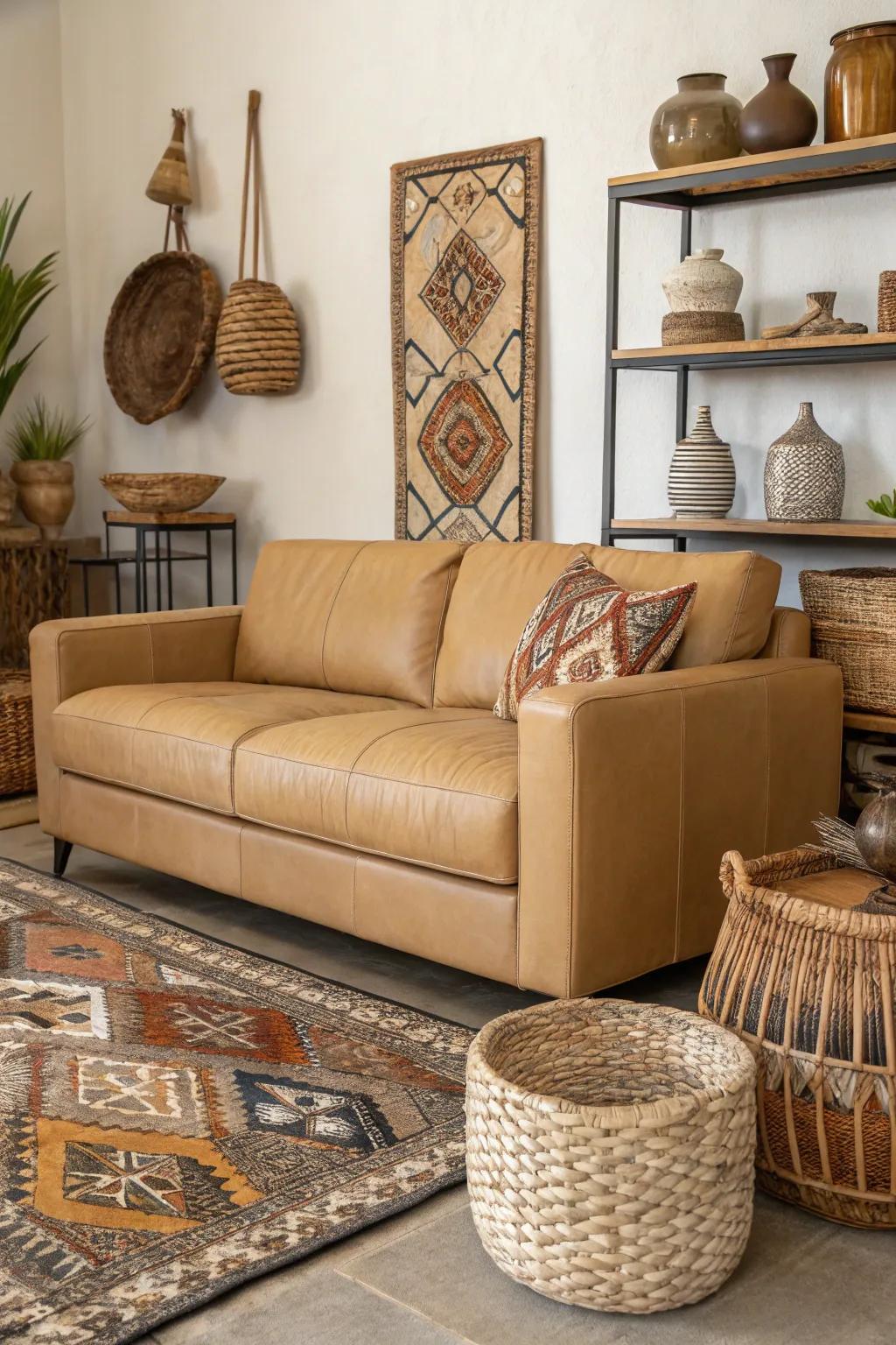 Unparalleled ornamental items append a distinctive flair to a sitting room.