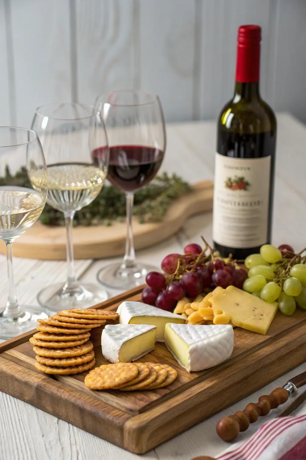 A wine and cheese collection sets the stage for celebrating fresh starts.