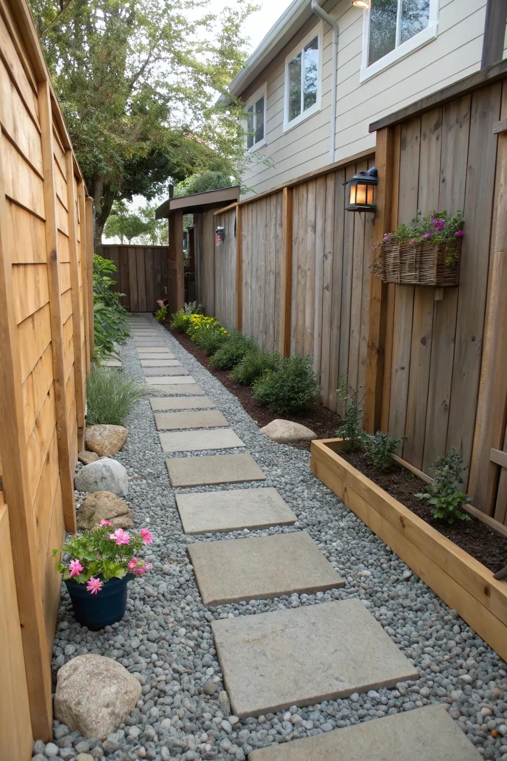 Textures craft visual intrigue and dimension in narrow areas.