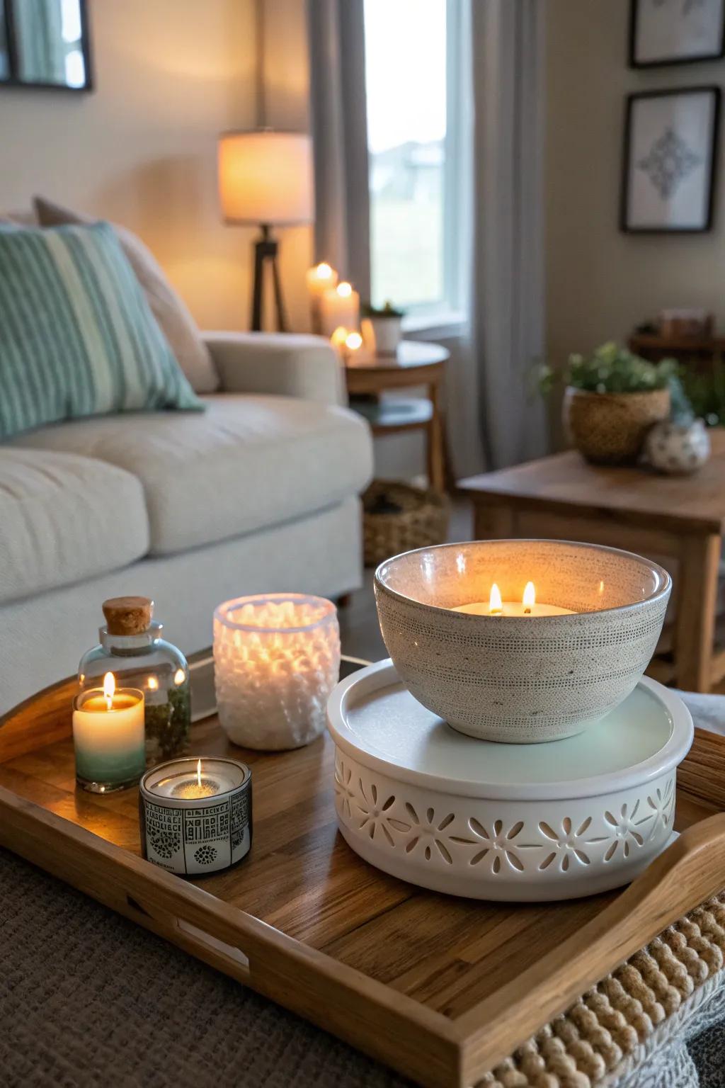 A warmer that fills the air with a delicate, natural scent.