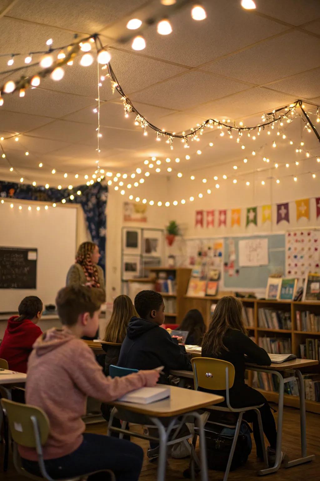 Gentle illumination fosters a snug and welcoming learning space.