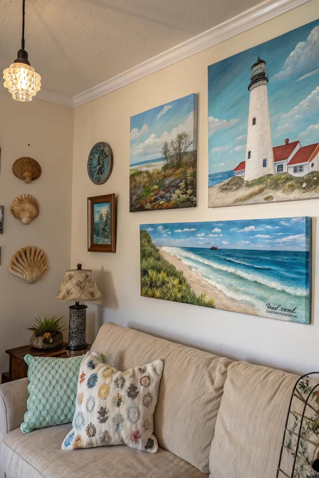 Ocean-related artwork introduces depth and character to your nautical design.