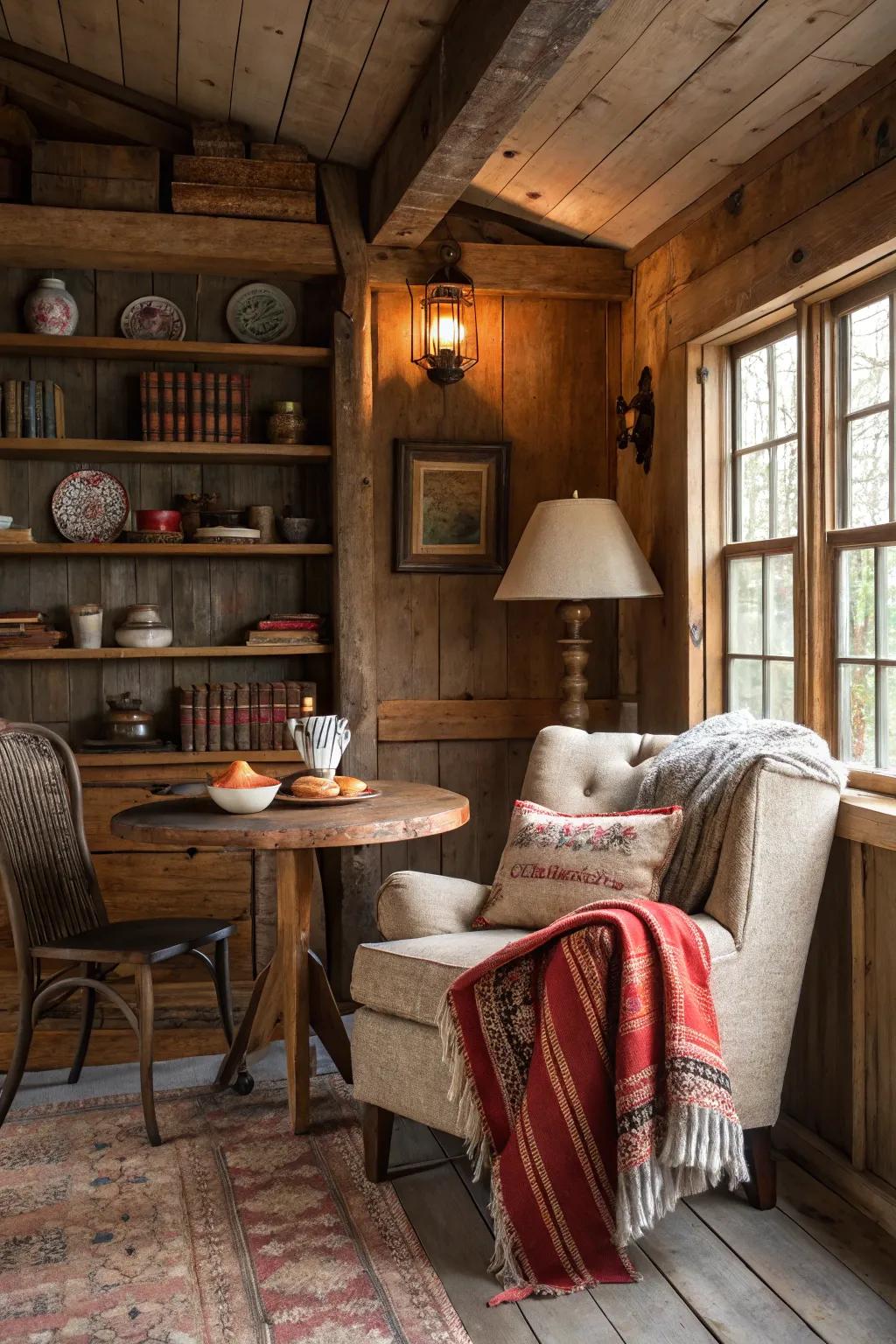Capture rustic appeal in your nook with farmhouse-inspired features and warm textures.