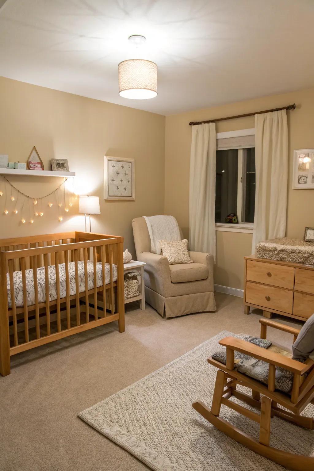 A minimalist nursery proffering a serene and uncluttered space.